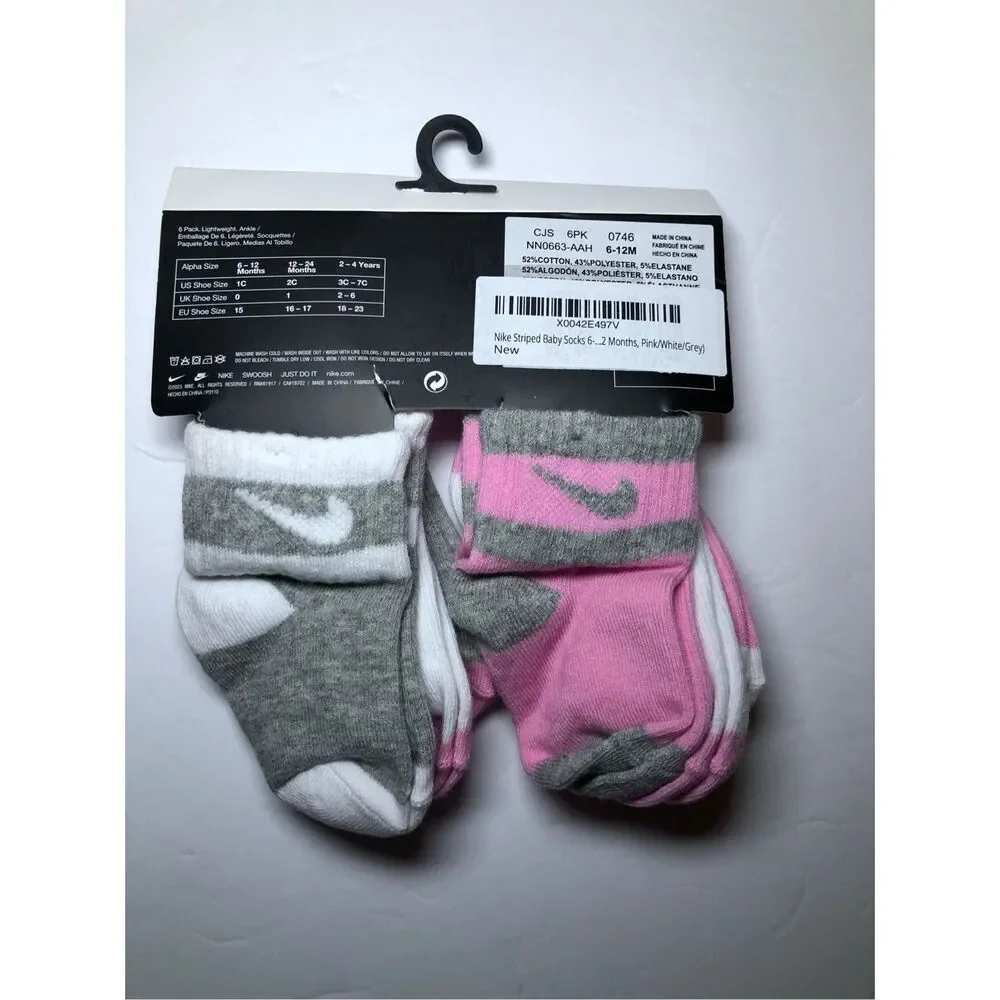 Nike Baby Socks 6 pack Size 6-12 Month